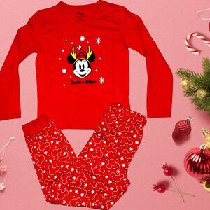 NWT Santa’s Helper: Disney Mickey Mouse Holiday Red Christmas Pajama Set